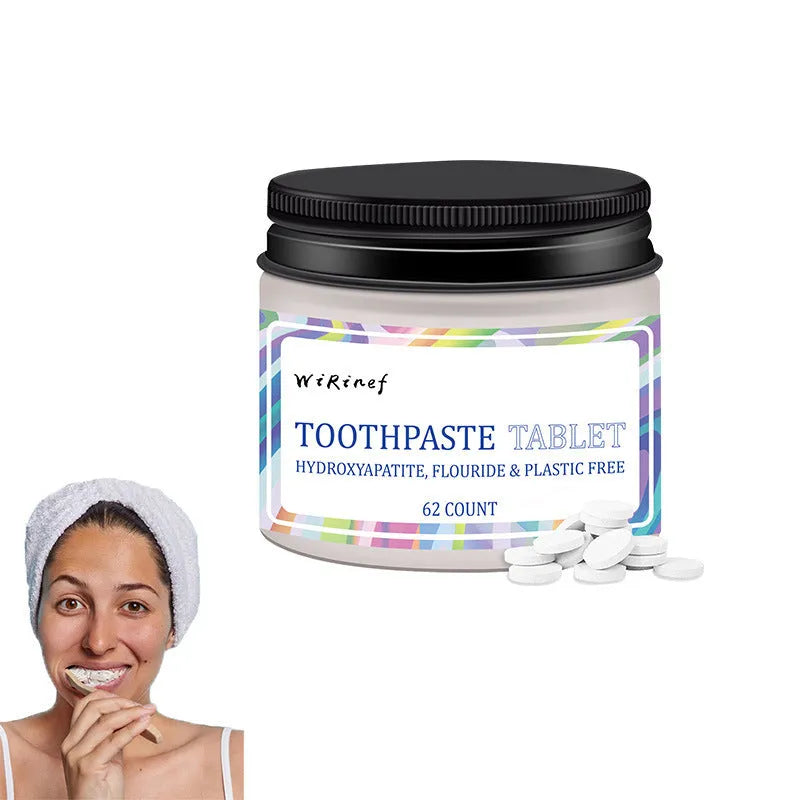 62-count portable toothpaste tablets in solid TP19 formulation for general oral cleaning