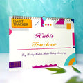 Habit tracking device showing 12 internal pages for schedule planning in various colour options
