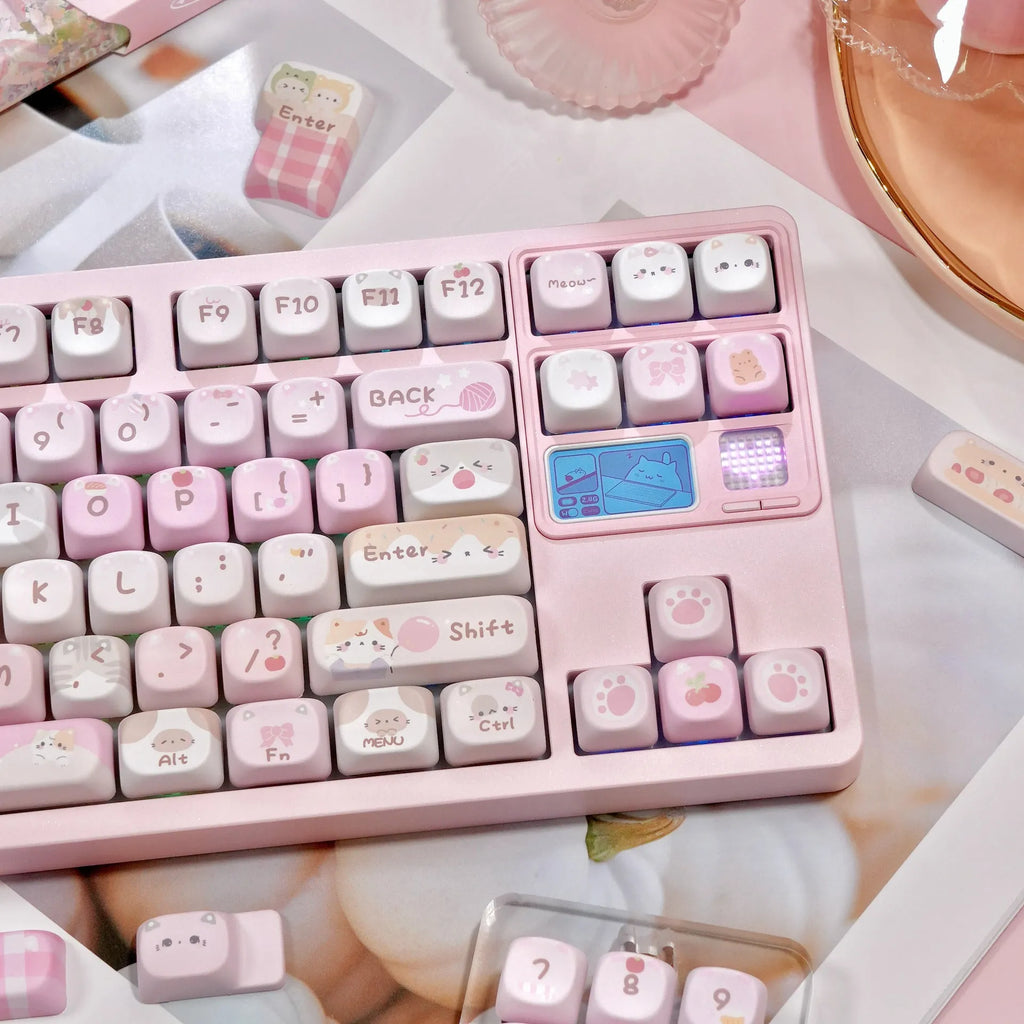 MOA Height pink cartoon design sublimation key caps for mechanical keyboards.