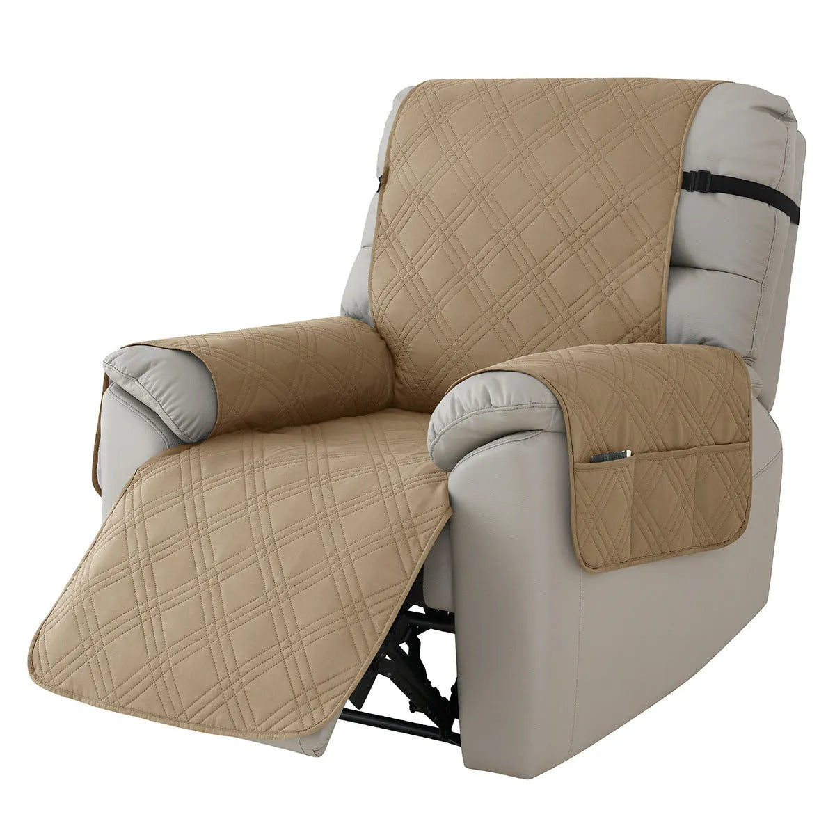 Quilted waterproof sofa cover for Chivas massage chair in burgundy colour with three-line stitching pattern