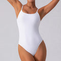 Slim sleeveless yoga jumpsuit for women in a tight-fit style with a triangle top.