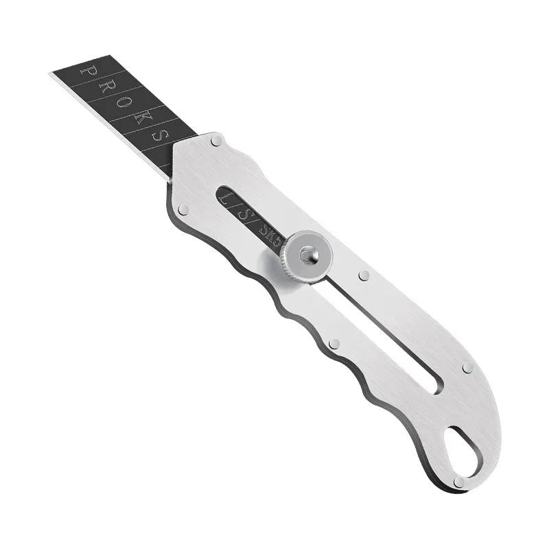 Stainless steel folding art knife with black blade and multiple replacement blades for craft cutting