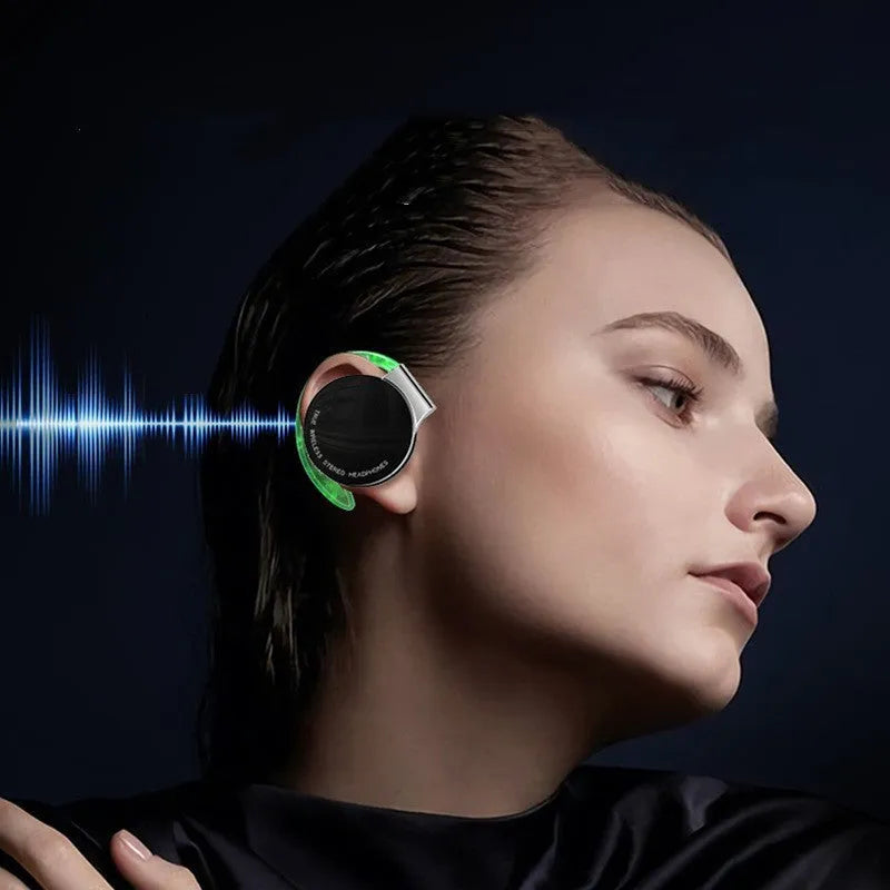 Black and white sports wireless Bluetooth earphones with bilateral stereo sound