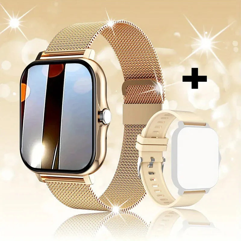 Smart watch with colour touch screen and silicone strap, showing Bluetooth call interface.