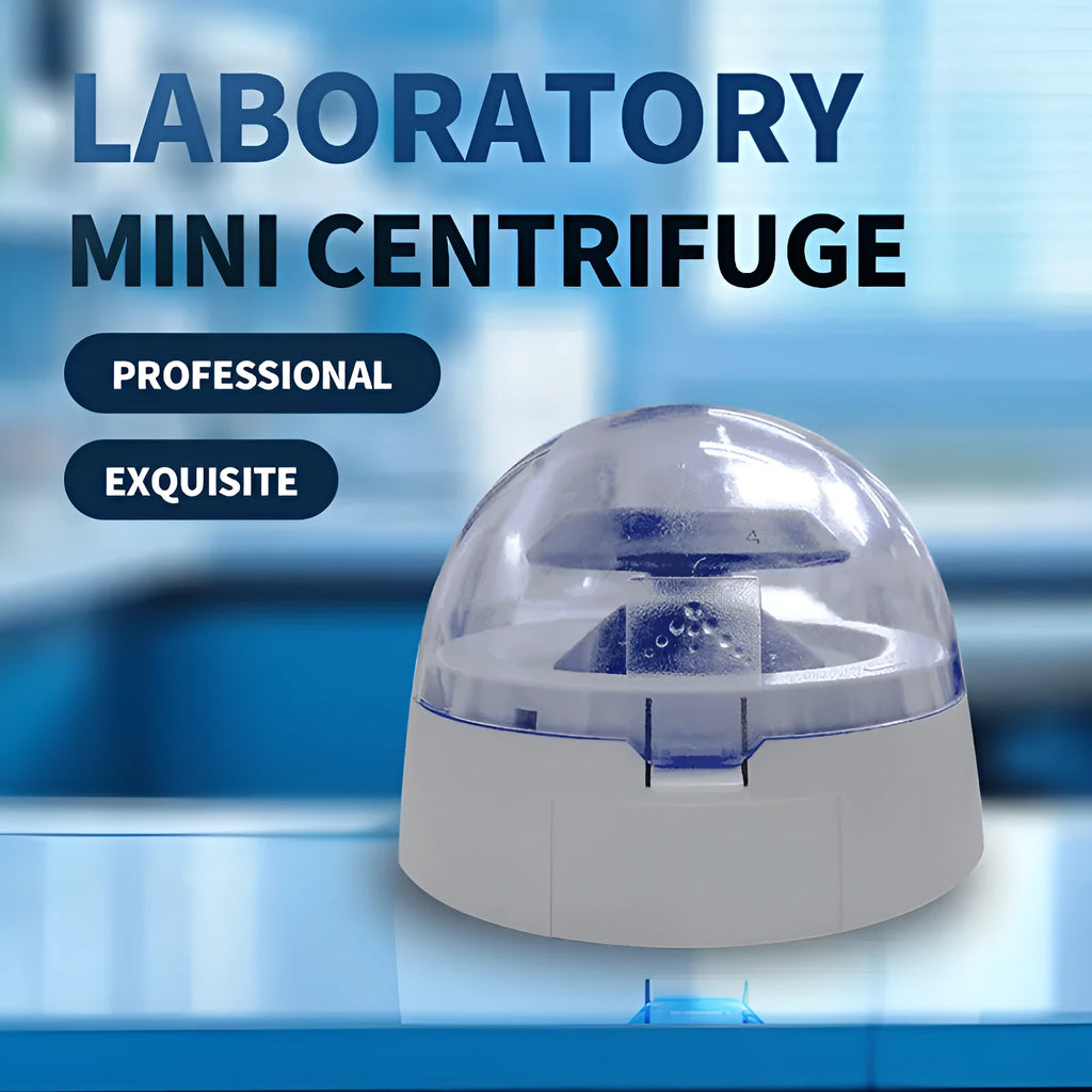 Mini laboratory centrifuge unit measuring 157x170x120mm with 7000 rpm maximum speed