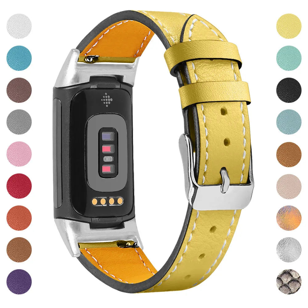 Genuine leather strap for Fitbit Charge 5 and Charge 6 smartwatch in multiple colour options