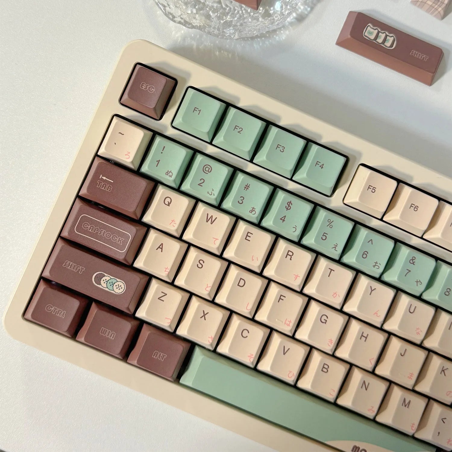 Craft Key CAP adaptive cross satellite shaft mechanical keyboard keycaps in matcha theme colour