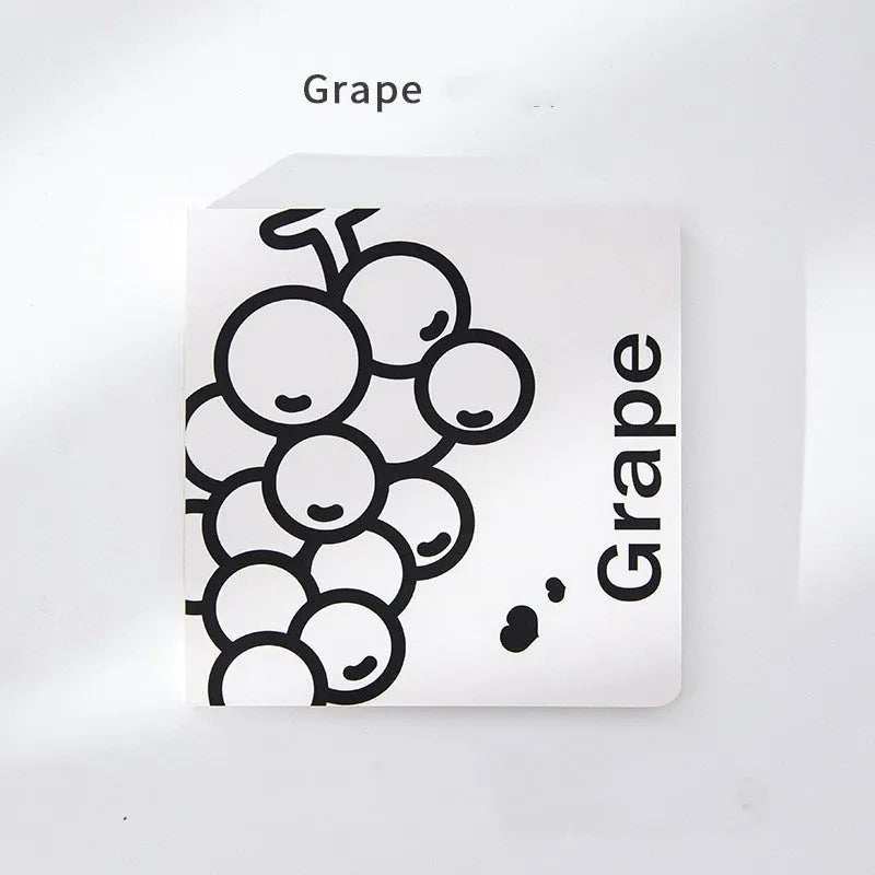 Square notebook with colour embossed fruit cover or white design, showing 14.5cm sides and 80g paper pages.