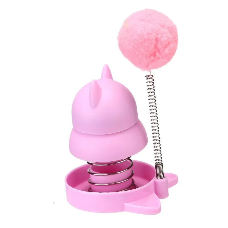 Rotating licking cat toy with mint ball in blue, orange or pink colours
