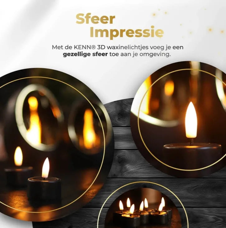 Four black LED tealight candles showing D4.1 x H5 cm dimensions