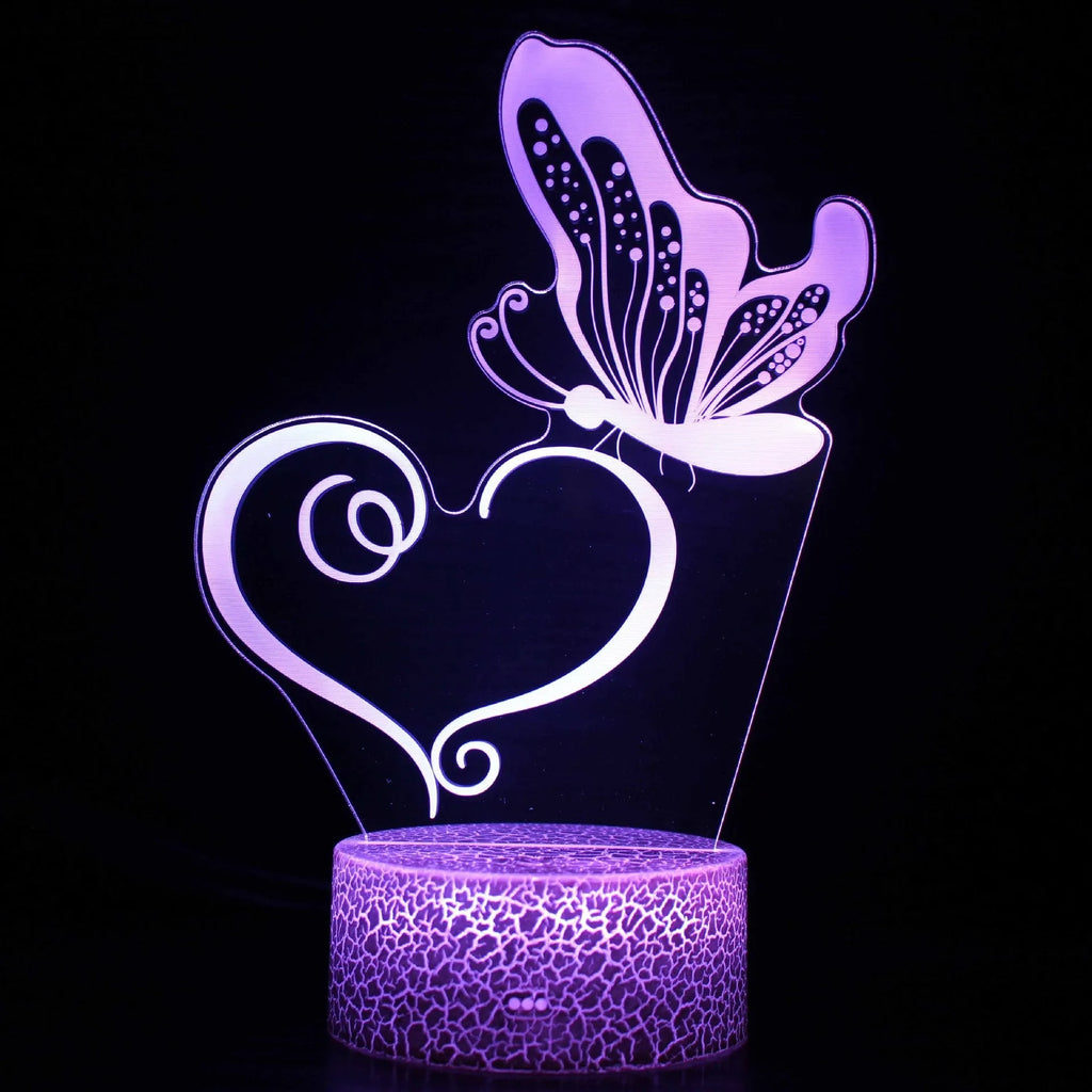 Colourful 3D acrylic USB table lamp with touch control on a 9.5x4cm base.