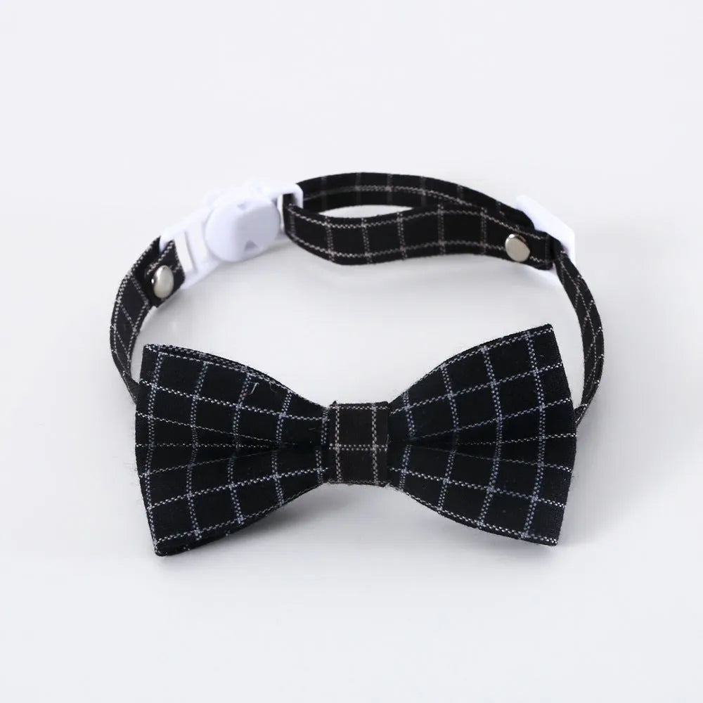 British-style wool felt pet hair band and matching bow tie set in four colour options for cats and dogs.