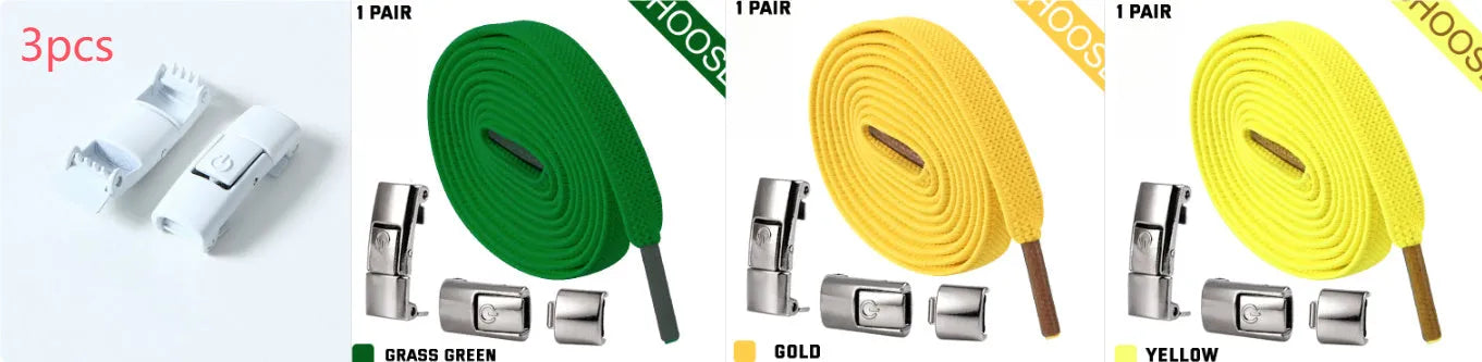 Press lock elastic shoelaces with 8mm widened flat design in various colours