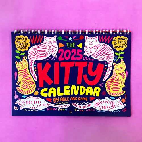 Cat-themed wall calendar with 2024 and 2025 model options showing monthly date layout