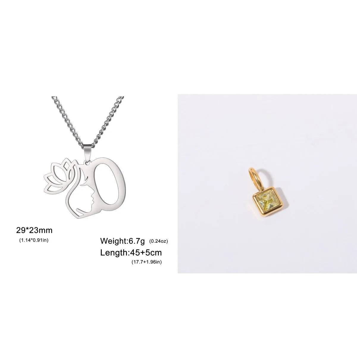 Stainless steel cross chain necklace with single pendant in gold or silver colour