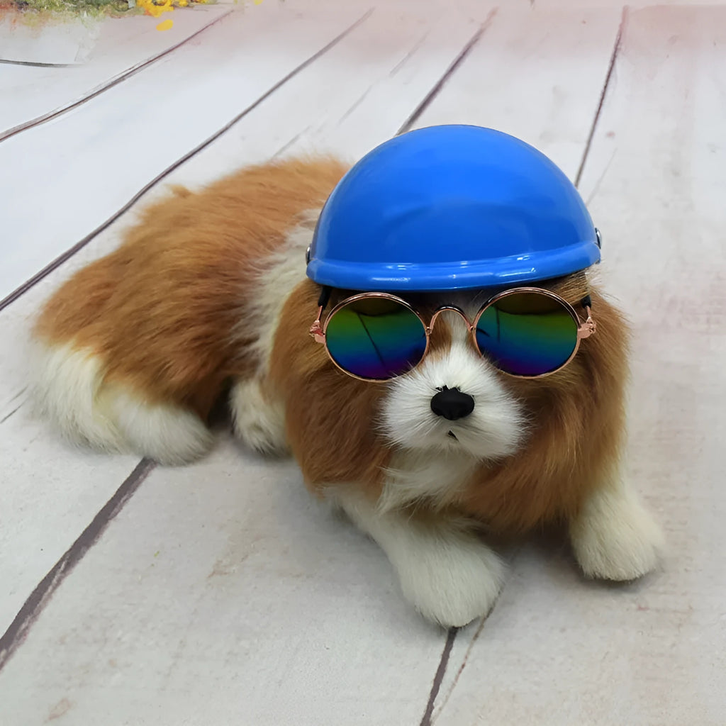 Solid colour plastic dog motorcycle helmet cap in Japanese South Korea style on a pink background.