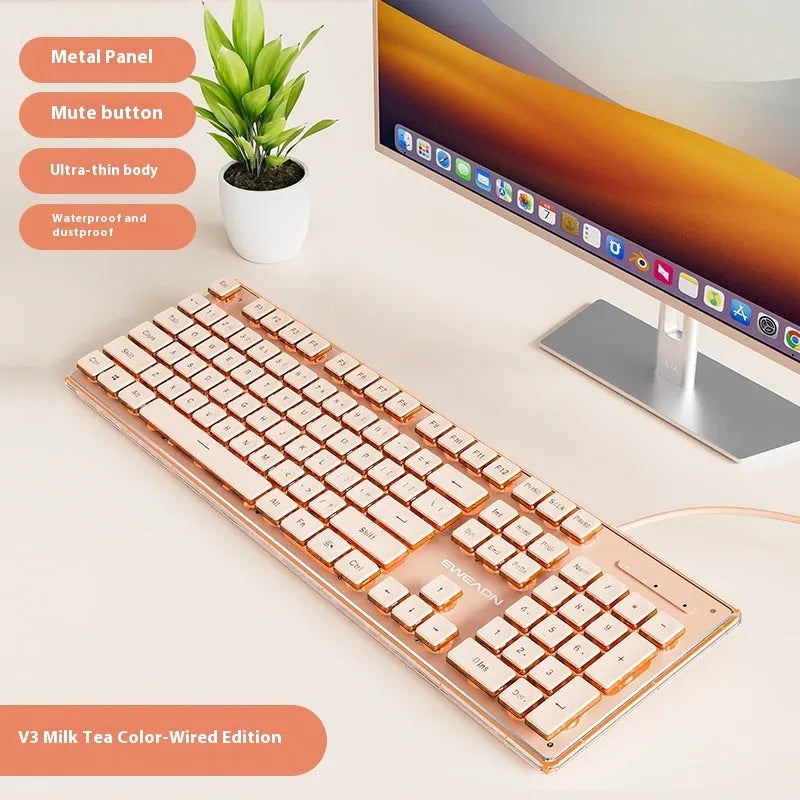 Prewalker V3 wired and wireless keyboard and mouse set in retro green colour on a desk
