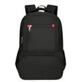 Light grey insulated oxford cloth backpack with curved shoulder straps and front compartments.