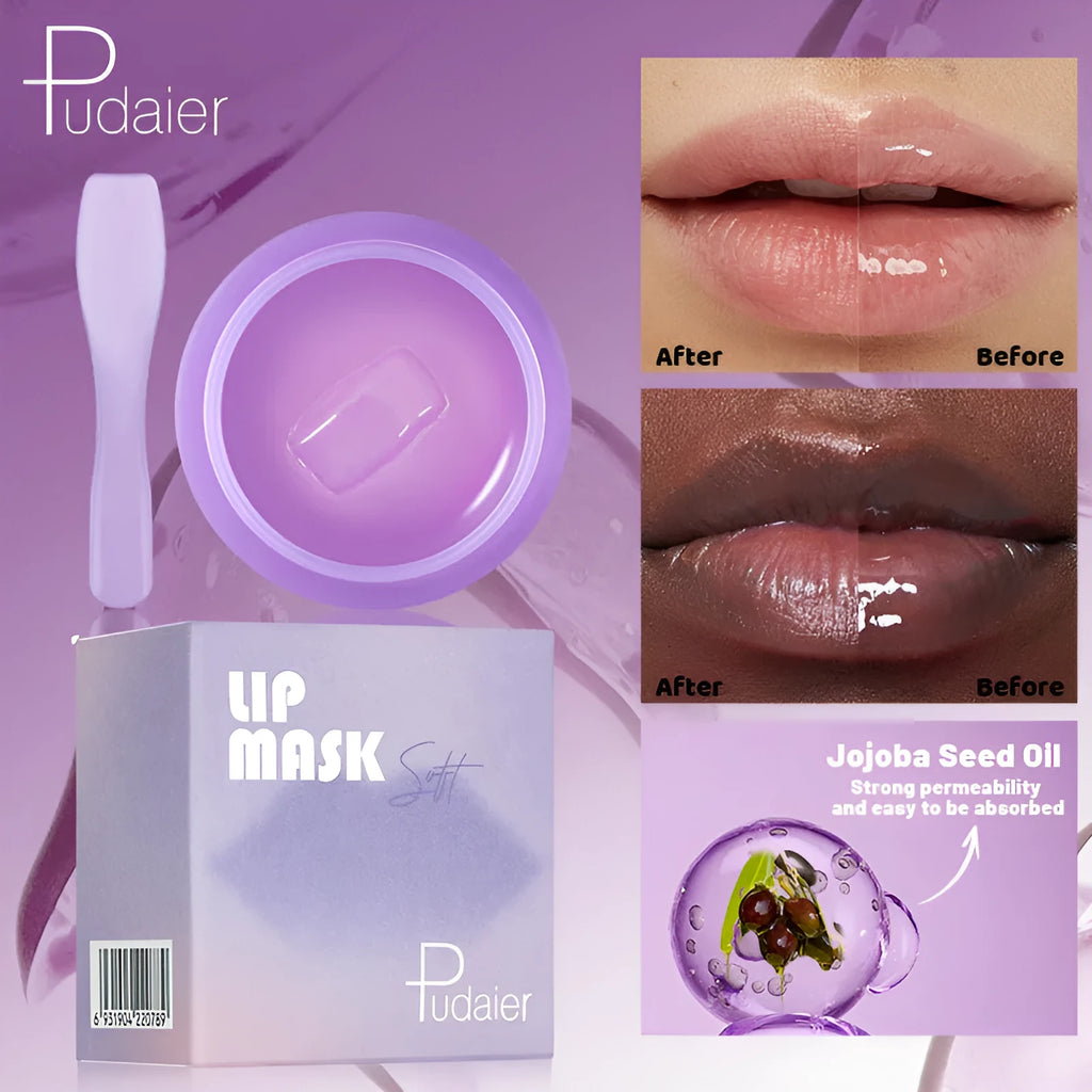 Lip exfoliating balm with gel formula and applicator tools for peel-off treatment