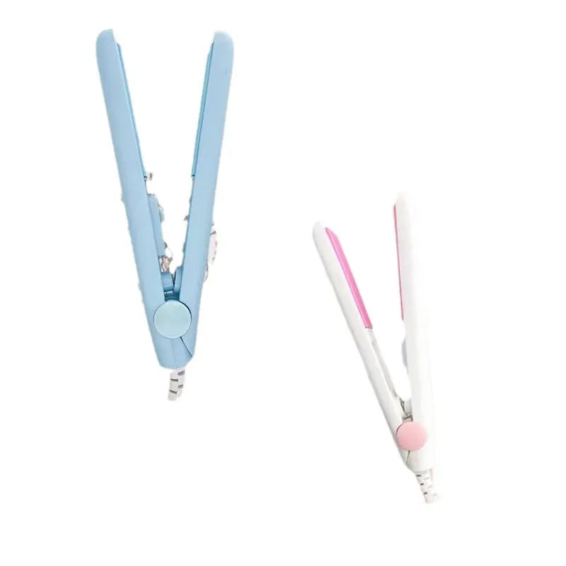 Mini hairdressing splint hair straightener in chosen colour with storage box and clip for bangs styling