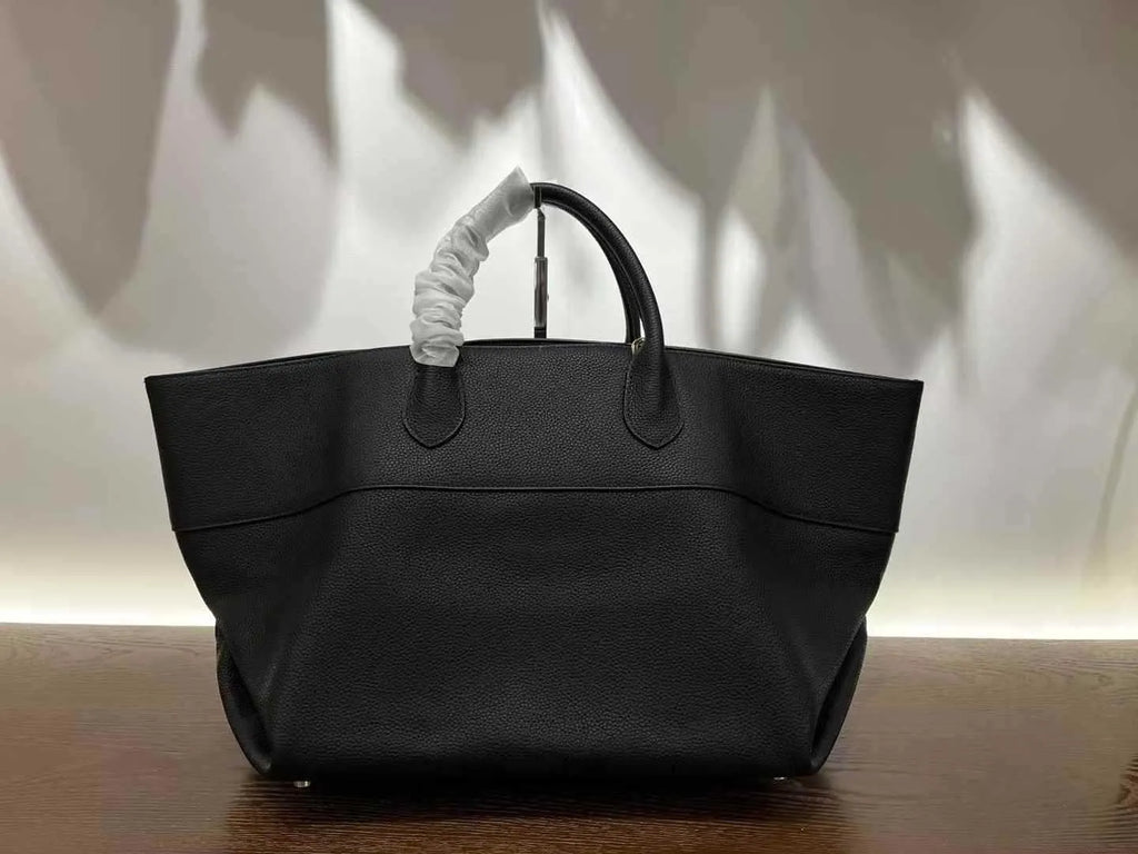 Simple crossbody tote bag in first layer cowhide genuine leather, large capacity with open pocket
