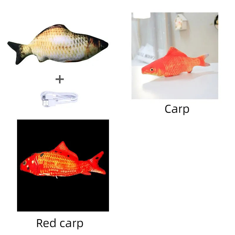 Electronic jumping fish cat toy without cat nip, 30cm multicolour design with USB cable