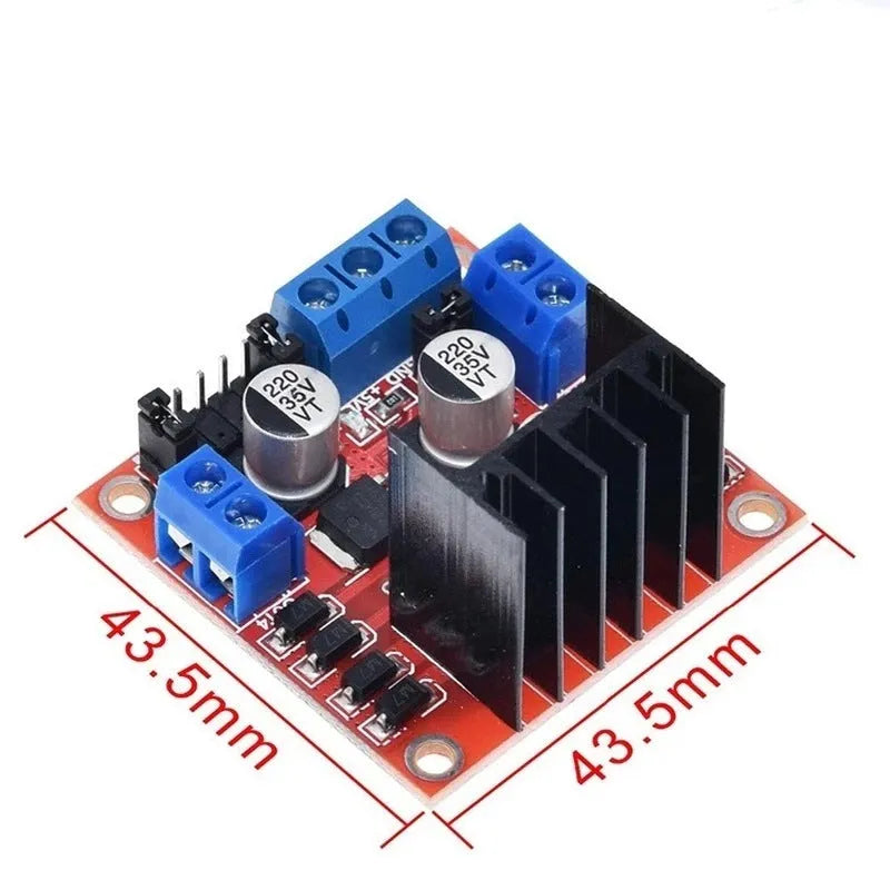 L298N motor driver module for DC and stepper motor control in robot vehicles