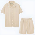 Business casual Tencel two-piece set with short sleeve top and matching shorts in multiple colour options
