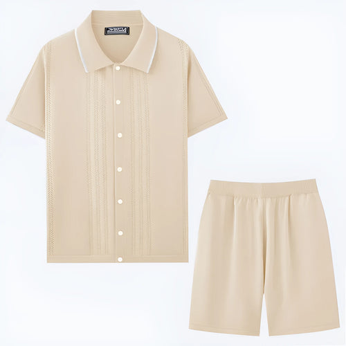 Business casual Tencel two-piece set with short sleeve top and matching shorts in multiple colour options