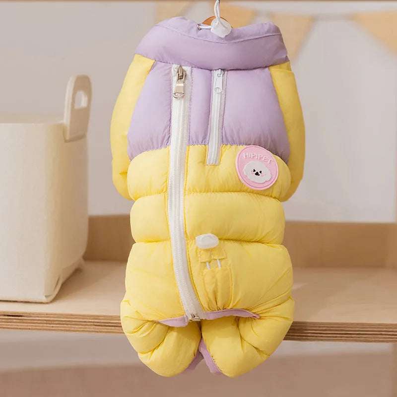 Macaron blue thickened cotton zipper pet jacket for small dogs and cats