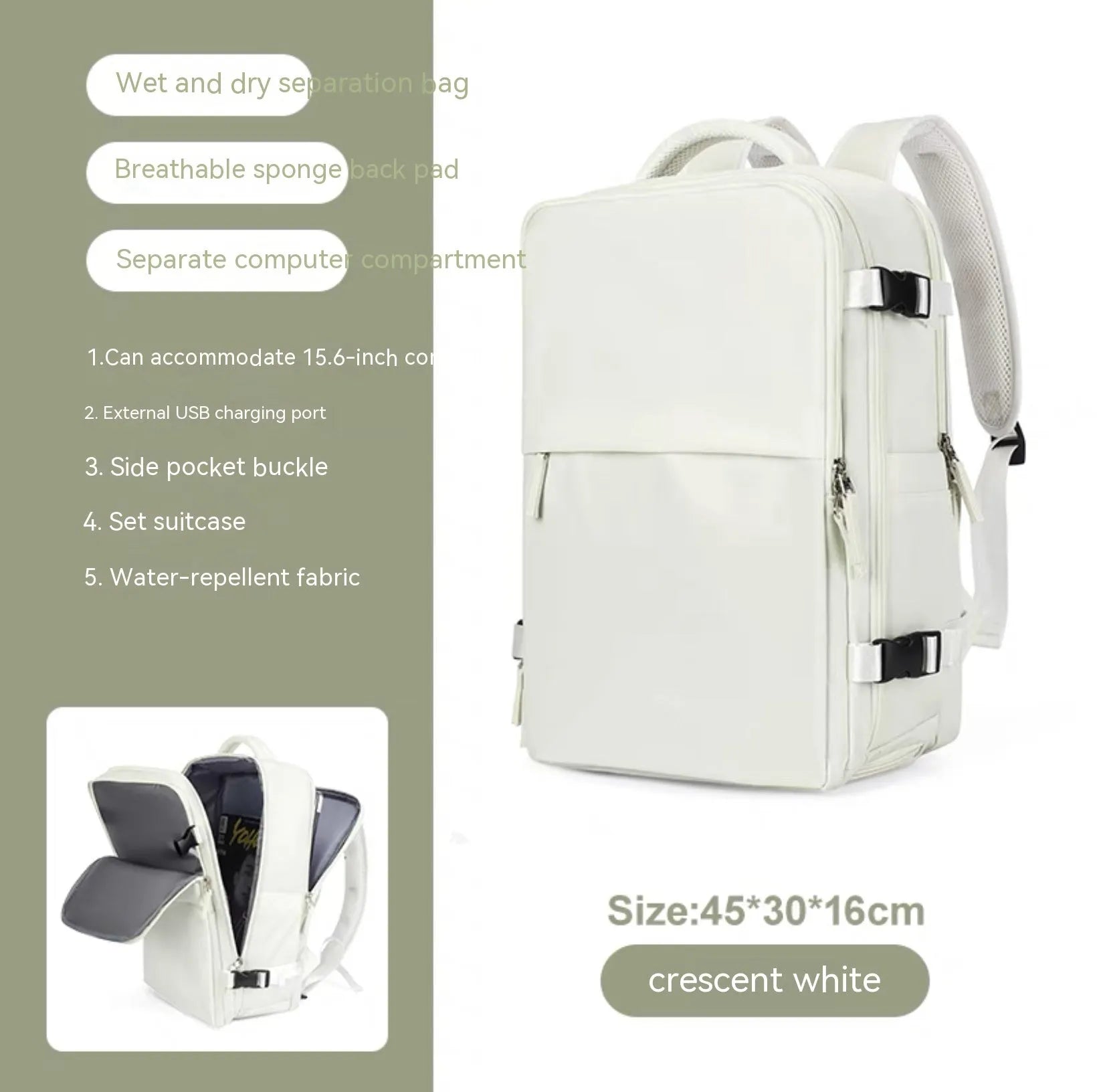 Waterproof nylon mummy backpack in multiple colour options showing large capacity travel bag