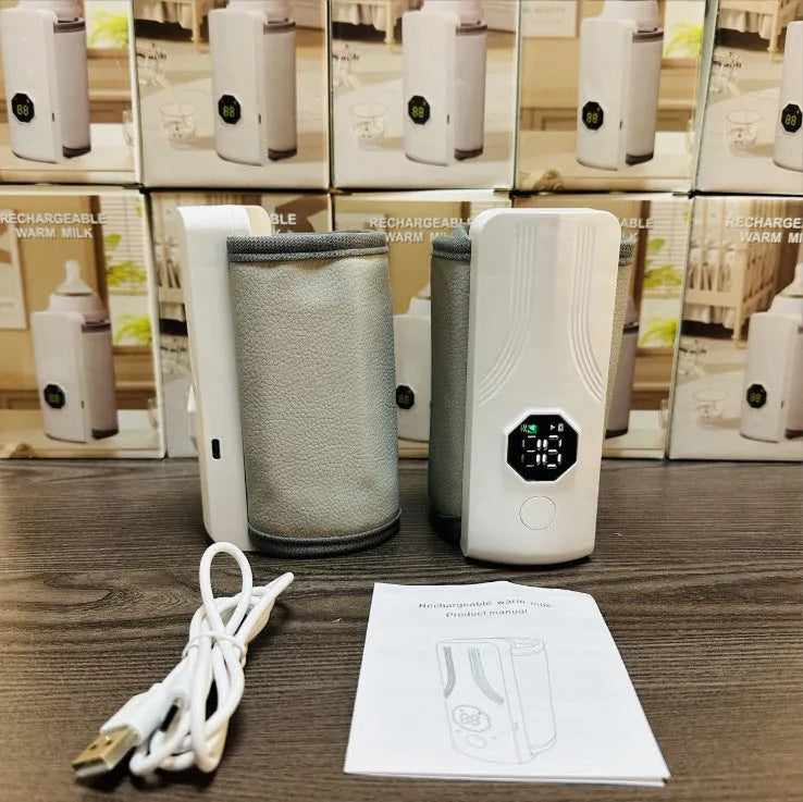 Grey and white portable car charger electric milk warmer for baby bottles