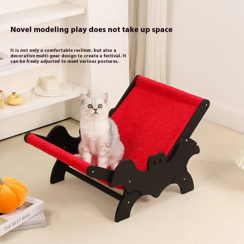 MW-054 wooden cat recliner bed with black and red halloween cage design