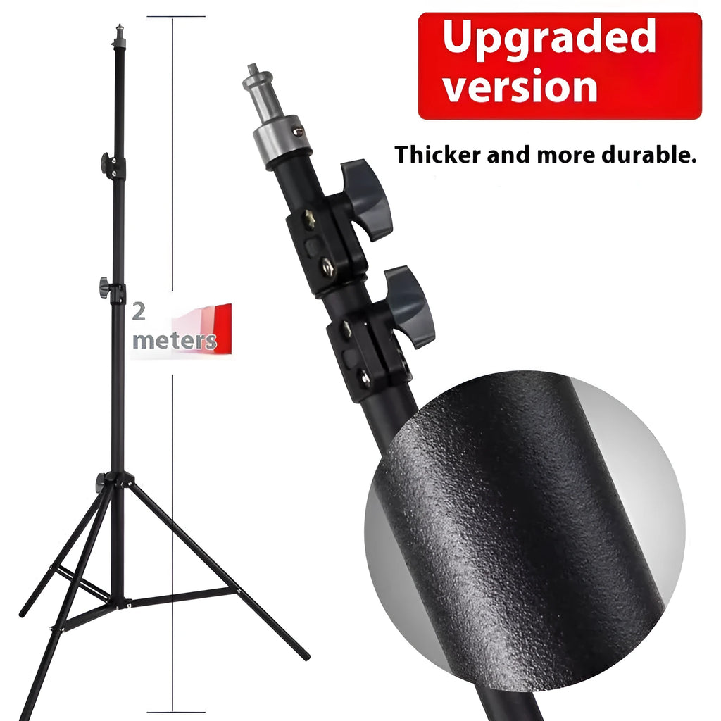 Photography light stand tripod with mobile phone holder in frosted finish