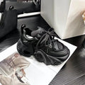Women's platform sneakers with wedge heel and cross-strap design in synthetic leather
