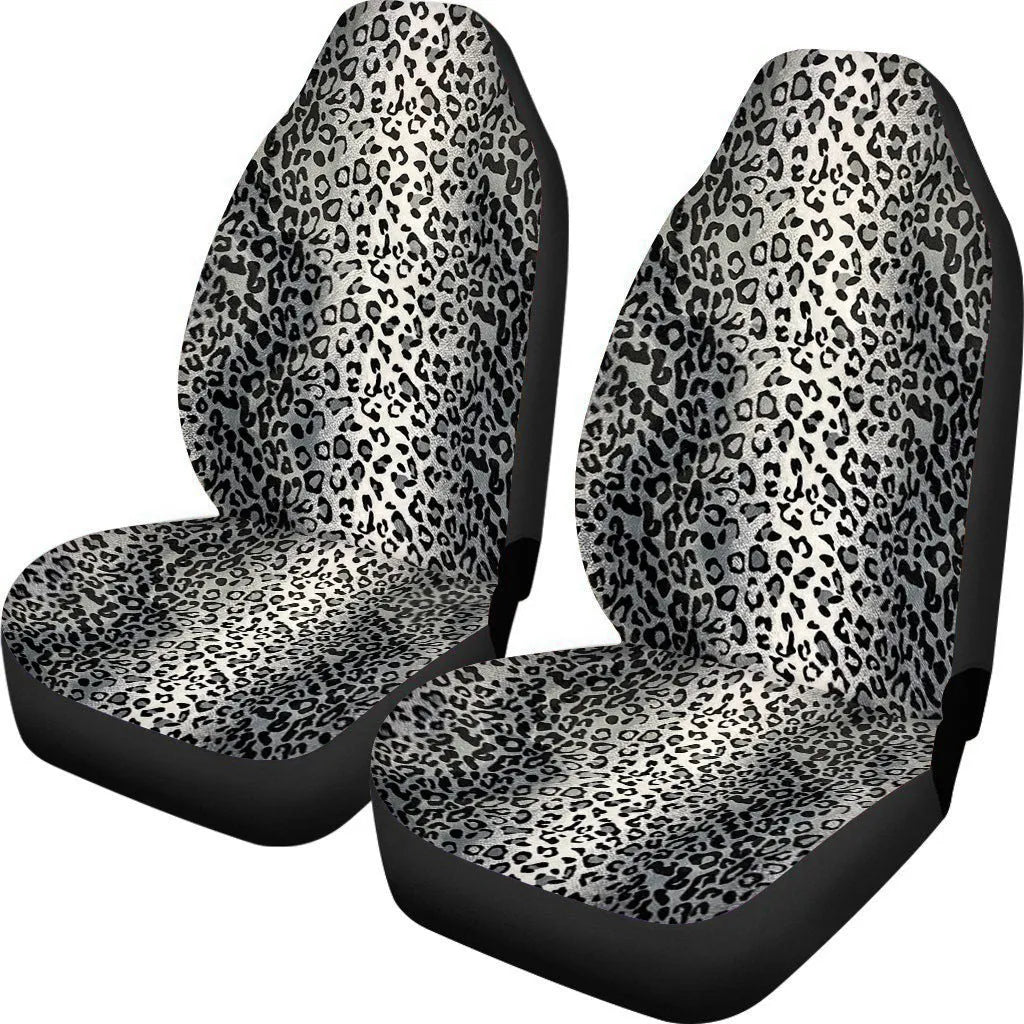 Universal car seat cover set in cow spot leopard print retro pattern for five-seat vehicles