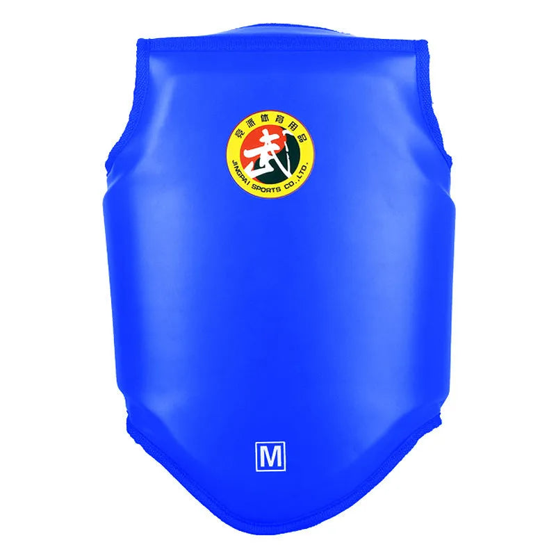 Red one-piece boxing helmet and chest protector training gear