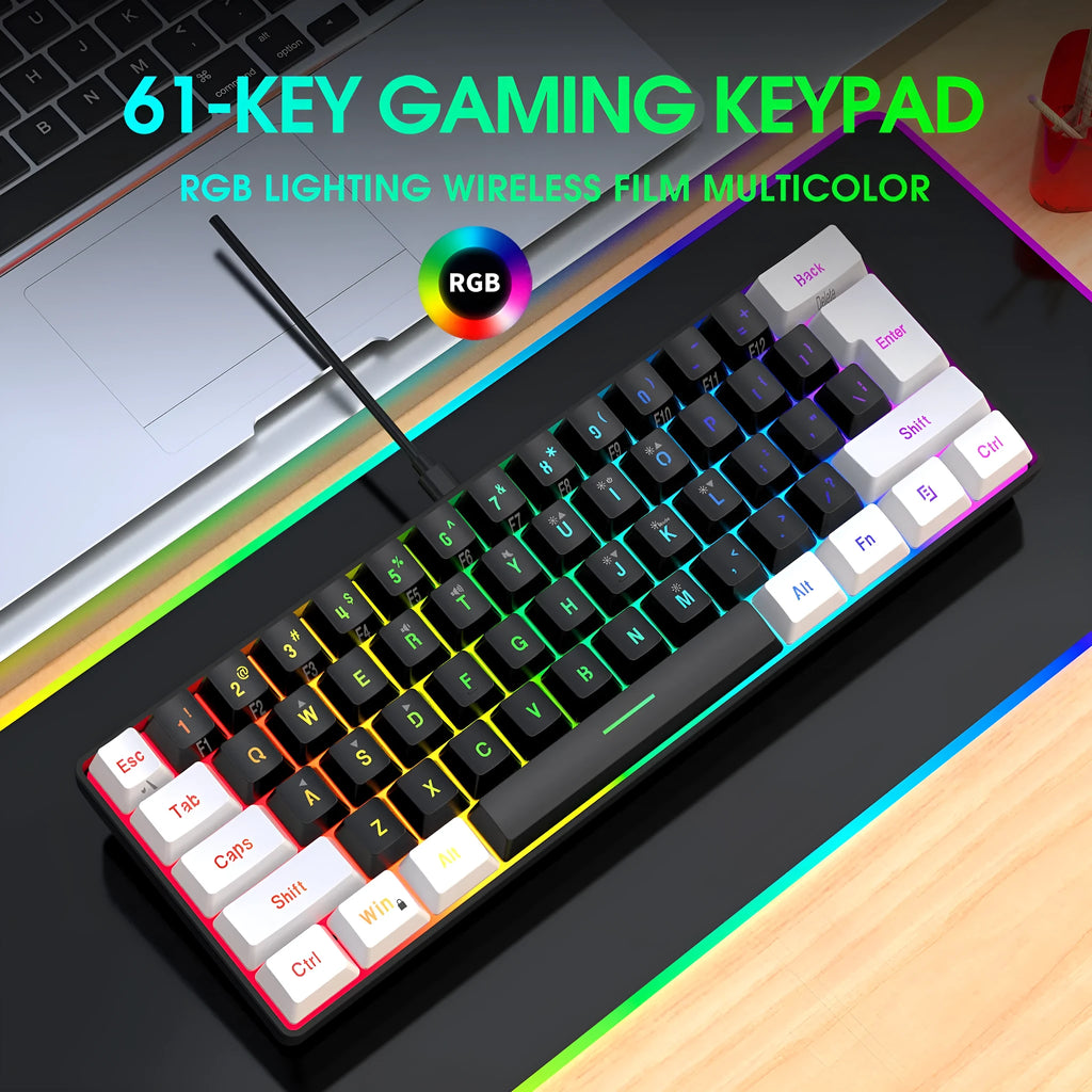 Wired 61 key membrane keyboard with USB cable in white and black colour option