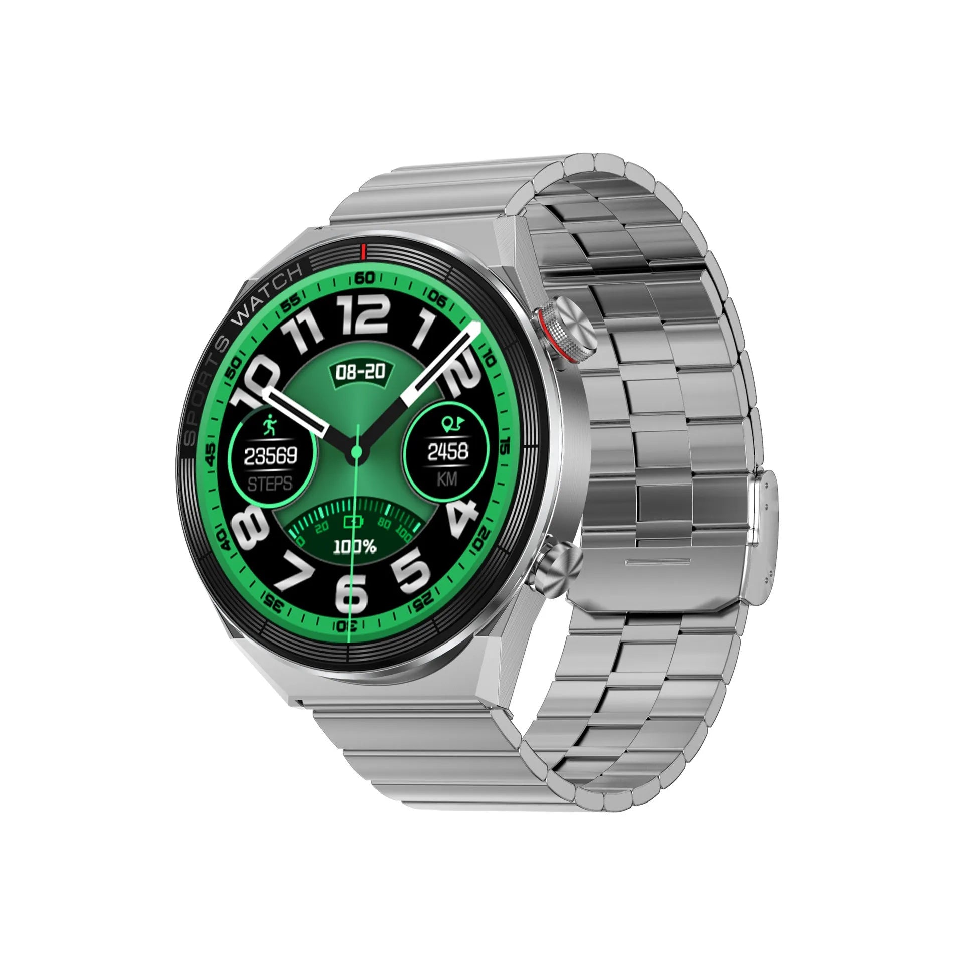 Large screen Bluetooth smart watch with call functionality showing black colour option with leather strap