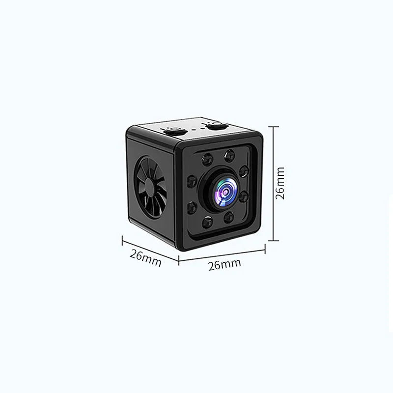 Black K13 network sports camera on its mounting bracket, showing compact cube design.