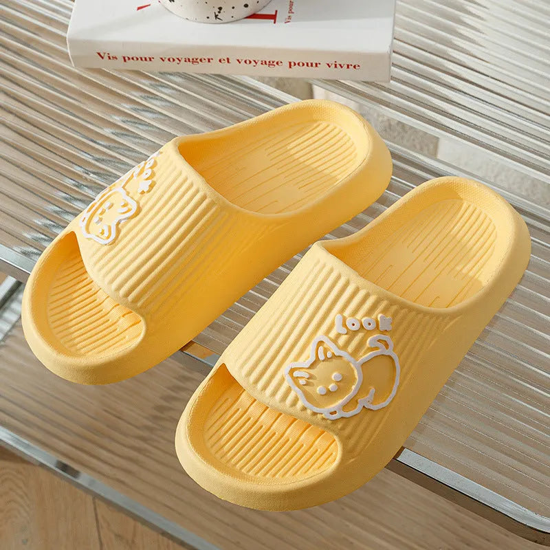Women's cat design platform slippers with thick EVA sole in multiple colour options
