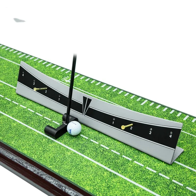 Adjustable golf putter balance simulator with PVC construction on a flat surface.