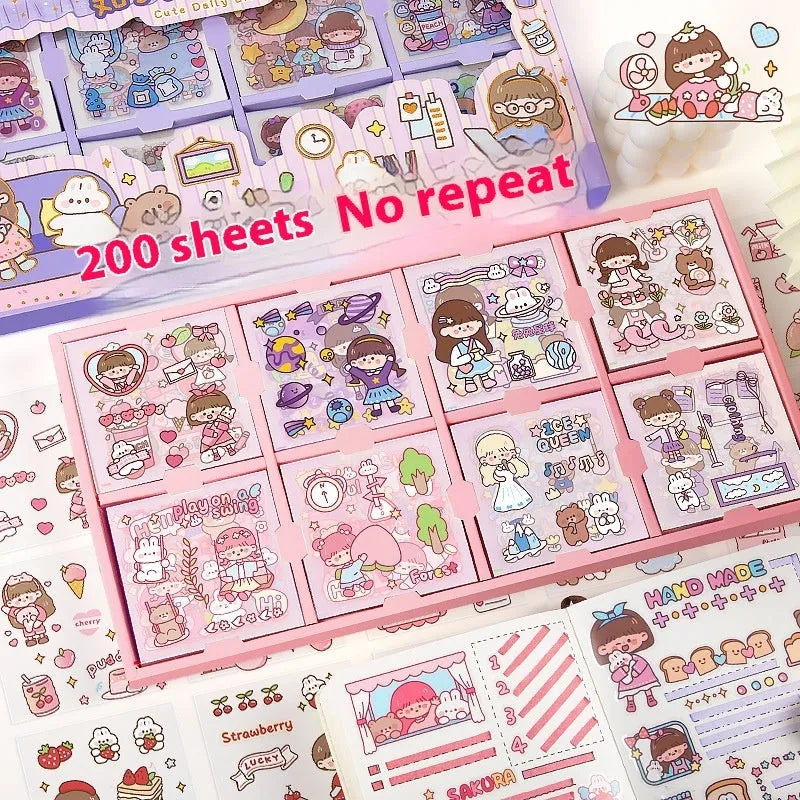Children's goo card sticker book with five character theme designs