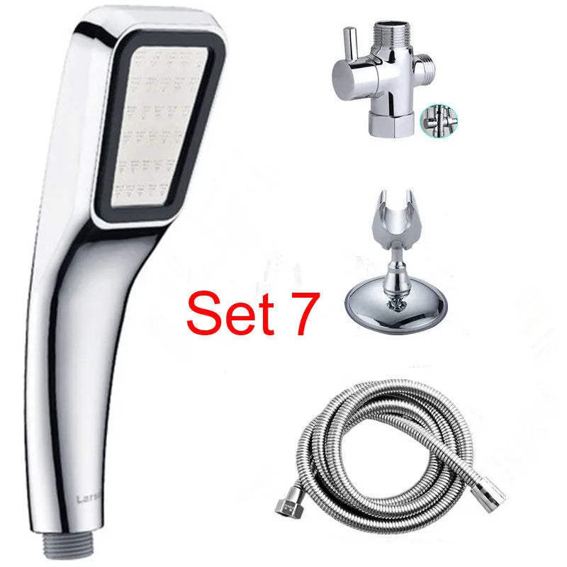 Orange hand-held pressurised shower set with rain function for home bathrooms