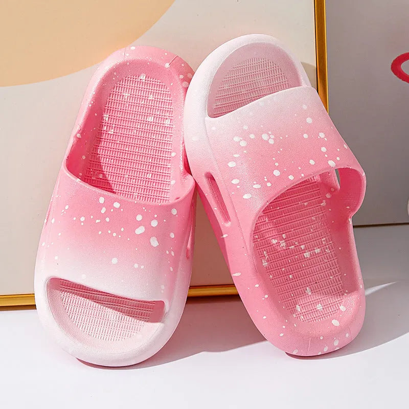 Gradient coloured PVC summer slippers for children with non-slip soles