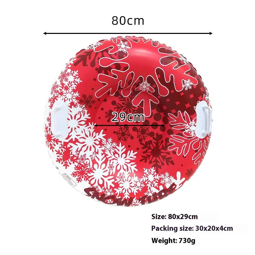 Colourful thick PVC ski ring toy for winter outdoor snow play.