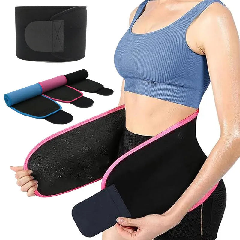 Neoprene lumbar support fitness belt in black, blue, or pink colours for waist protection during workouts