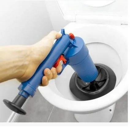 Manual high-pressure plastic drain blaster gun with four different-sized rubber suction adaptors.