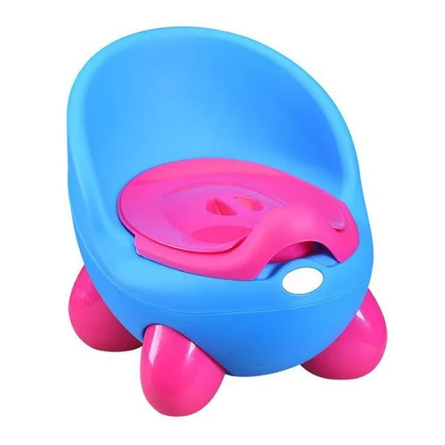 Dandan cartoon-themed baby training toilet stool in blue, green, red, pink, or light blue and green colours.