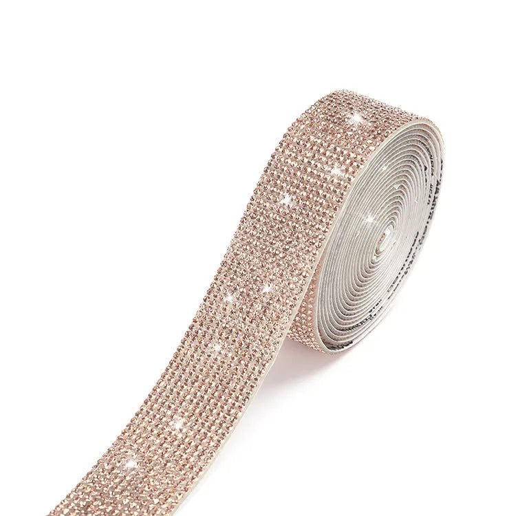 Glass water drill strip for self-adhesive clothing decoration in white or AB colour with electroplating treatment